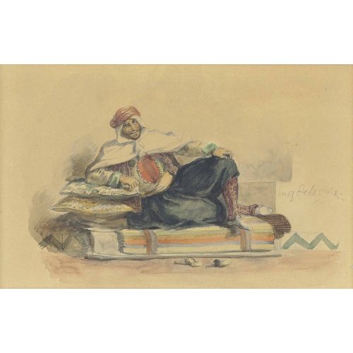 Eugene Delacroix, Alçak Bir Kanepe Üzerinde Oturan Bir Berber Eugene Delacroix, Alçak Bir Kanepe Üzerinde Oturan Bir Berber