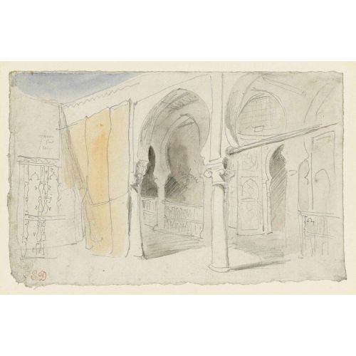 Eugene Delacroix, A Courtyard In Morocco Eugene Delacroix, A Courtyard In Morocco