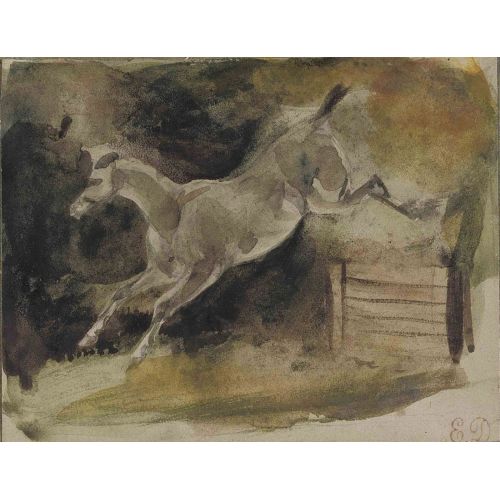 Eugene Delacroix, A Horse Leaping Over A Gate Eugene Delacroix, A Horse Leaping Over A Gate