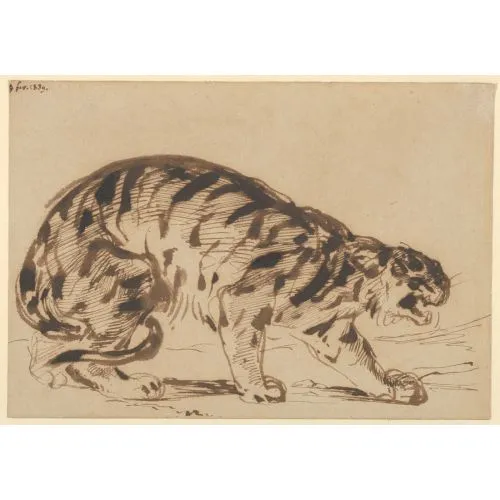 Eugène Delacroix, Pusuda Kaplan Romantizm Sanat Akımları Eugène Delacroix, Pusuda Kaplan, Romantizm, adlı tabloyu yüksek