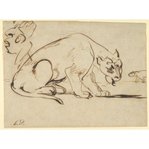 Eugene Delacroix, A Lioness And A Caricature Of Ingres Eugene Delacroix, A Lioness And A Caricature Of Ingres