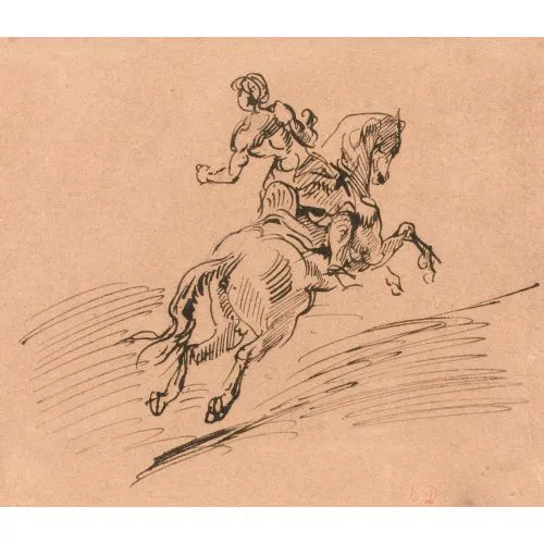 Eugène Delacroix, Süvari Çalışması Romantizm Sanat Akımları Eugène Delacroix, Süvari Çalışması, Romantizm, adlı