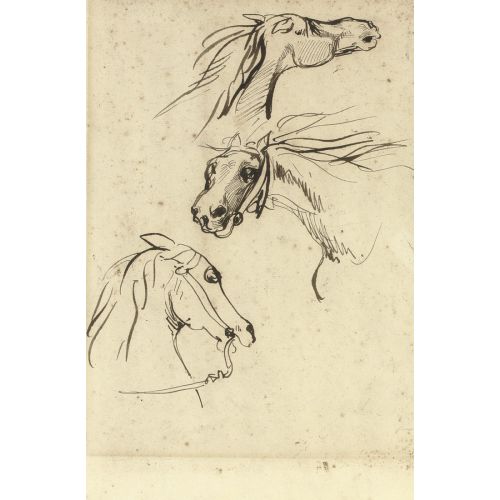 Eugene Delacroix, Etude De Trois Tetes De Chevaux
