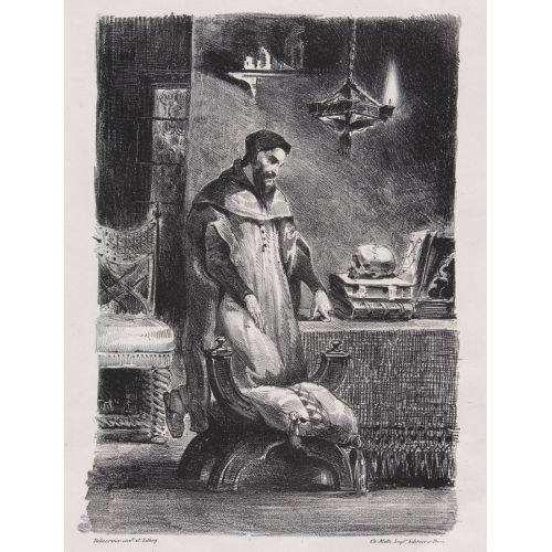 Eugene Delacroix, Faust In His Study