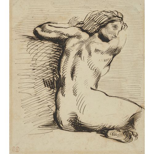 Eugene Delacroix, Femme Nue Assise Vue De Dos