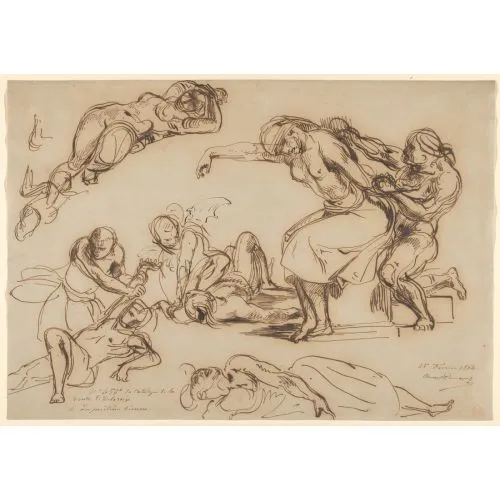 Eugène Delacroix, Figure Studies for the Salon du Roi  Palais Bourbon Romance Art Movements Eugène Delacroix, Figure Studies