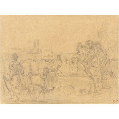 Eugene Delacroix, Halte De Cavaliers Arabes A L'abreuvoir