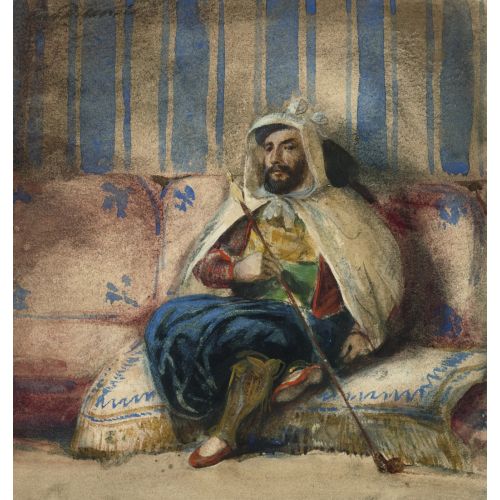 Eugene Delacroix, A Man In Oriental Costume Smoking On A Sofa Eugene Delacroix, A Man In Oriental Costume Smoking On A Sofa