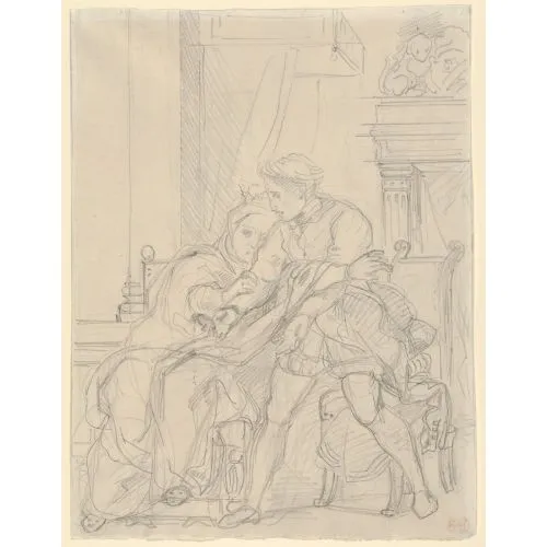 Eugène Delacroix, Hamlet Reproaches His Mother Romance Art Movements Eugène Delacroix, Hamlet Reproaches His Mother, Romance
