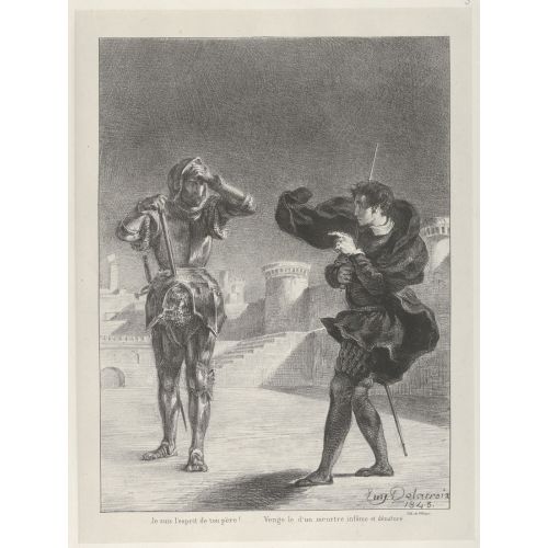 Eugene Delacroix, Hamlet Sees The Ghost Of His Father