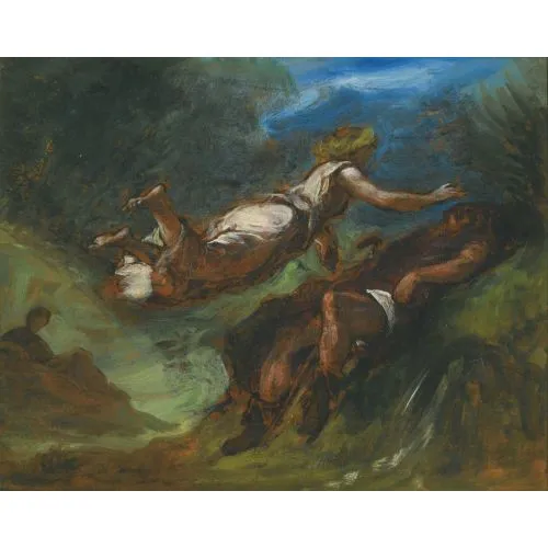 Eugène Delacroix, Hesiod ve Müz Romantizm Sanat Akımları Eugène Delacroix, Hesiod ve Müz, Romantizm, adlı tabloyu yüksek