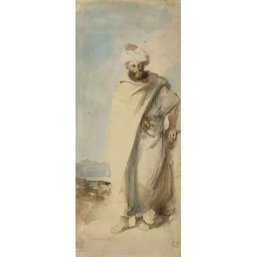 Eugène Delacroix, Homme oriental debout au turban Romance Art Movements Eugène Delacroix, Homme oriental debout au turban