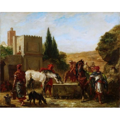 Eugene Delacroix, Horses At A Fountain