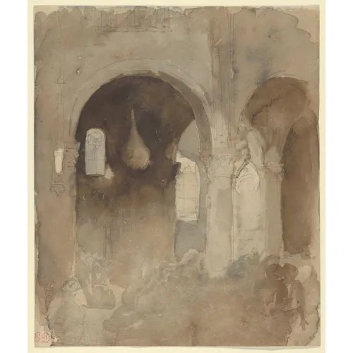 Eugène Delacroix, Interior of the Church of Valmont Abbey Romance Art Movements Eugène Delacroix, Interior of the Church of