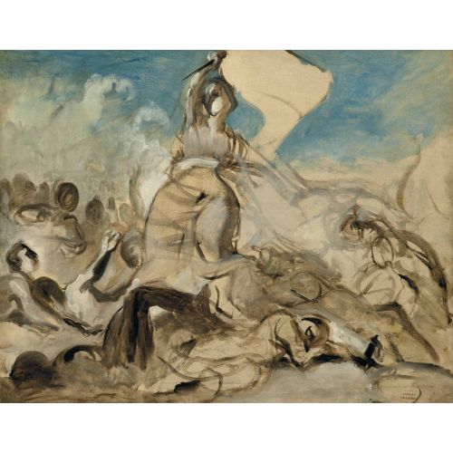 Eugene Delacroix, La Liberte Guidant Le Peuple Skecth
