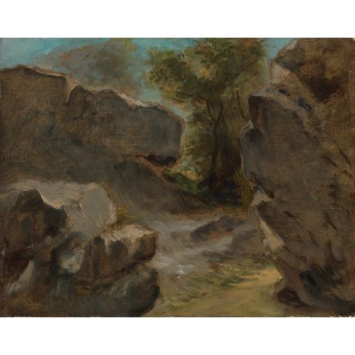 Eugene Delacroix, Landscape With Rocks Augerville