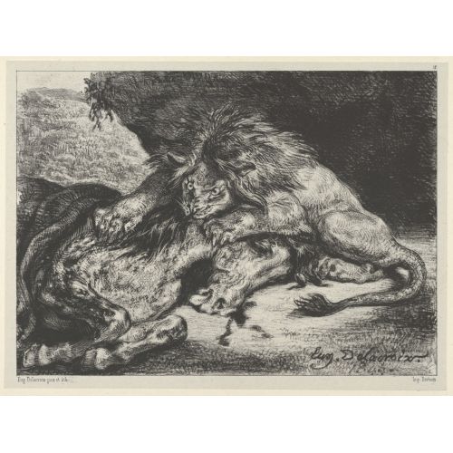 Eugene Delacroix, Lion Devorant Un Cheval 2