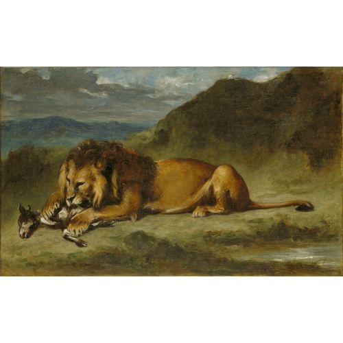Eugene Delacroix, Lion Devouring A Goat