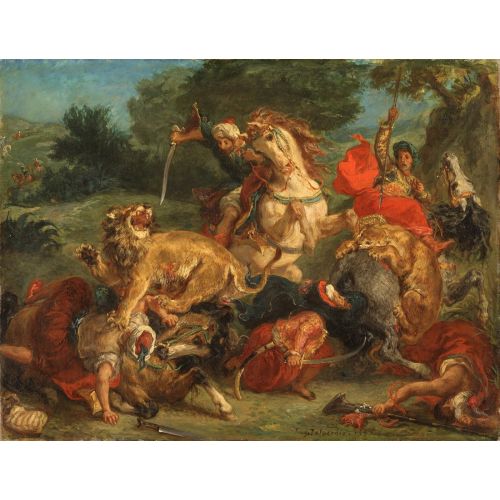 Eugene Delacroix, Lion Hunt La Chasse Aux Lions