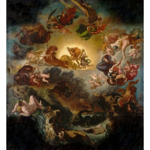 Eugène Delacroix, Apollo vanquishing the serpent Python Romance Art Movements Eugène Delacroix, Apollo vanquishing the serpent
