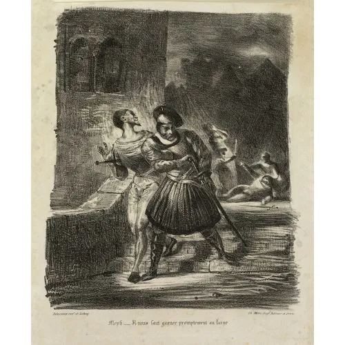 Eugène Delacroix, Méphistofélès et Faust fuyant après le duel Romance Art Movements Eugène Delacroix, Méphistofélès et
