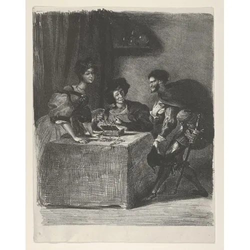 Eugène Delacroix, Mephistopheles presents himself to Martha Romance Art Movements Eugène Delacroix, Mephistopheles presents