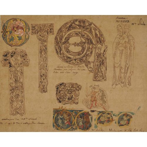 Eugene Delacroix, Motifs Derives D'enluminures Une Crosse Et Un Tau