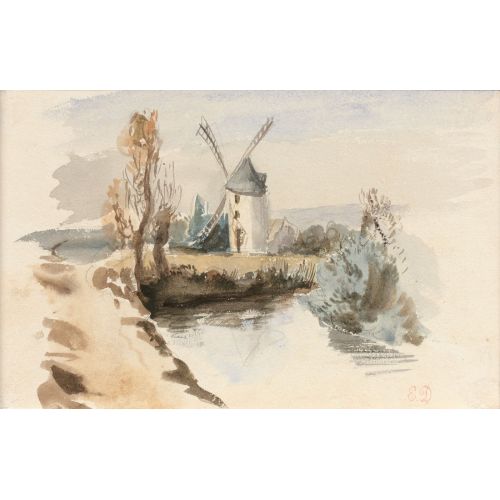 Eugene Delacroix, Paysage Au Moulin