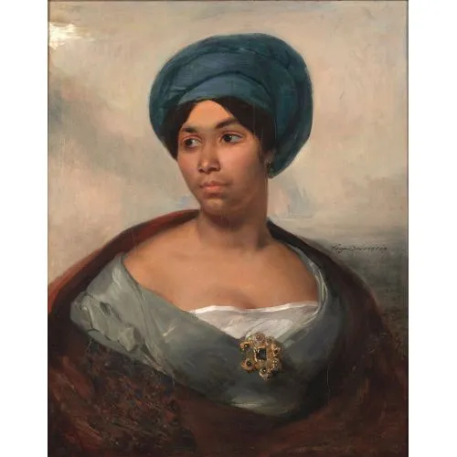 Eugène Delacroix, Portrait of a Woman in a Blue Turban Romance Art Movements Eugène Delacroix, Portrait of a Woman in a Blue