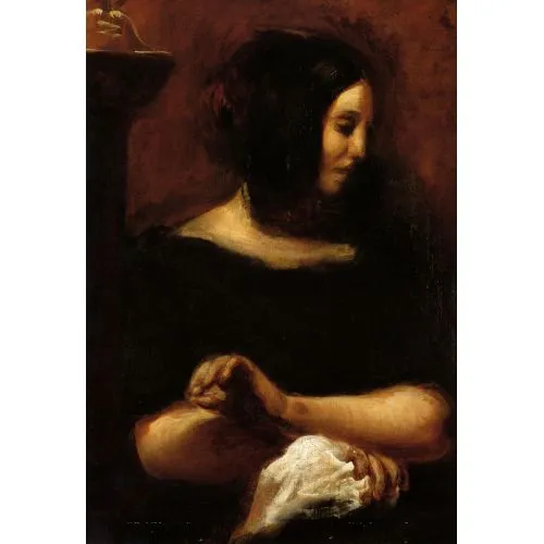 Eugène Delacroix, Portrait of George Sand Romance Art Movements Eugène Delacroix, Portrait of George Sand, Romance, can be