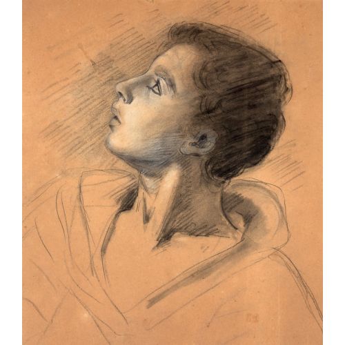 Eugène Delacroix, Preparatory portrait of a young man seen from the left profile for The Massacre at Chios Romance Art Movements