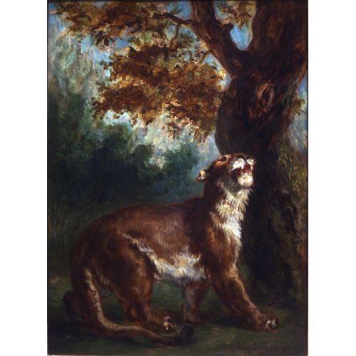 Eugene Delacroix, Puma Lioness Watching Prey