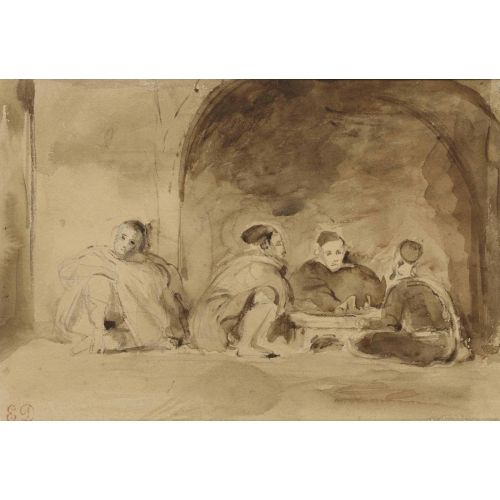 Eugene Delacroix, Scene De Vie Quotidienne Au Maroc