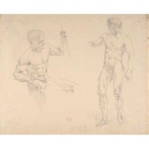 Eugène Delacroix, Seated and Standing Male Nudes after photographs by Eugène Durieu Romance Art Movements Eugène Delacroix