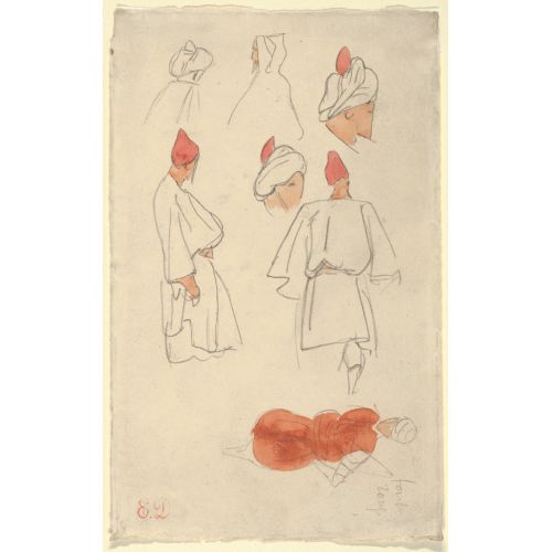 Eugene Delacroix, Seven Studies Of Moroccan Men's Costume Eugene Delacroix, Seven Studies Of Moroccan Men's Costume