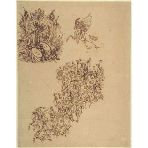 Eugene Delacroix, Sheet Of Studies A Marriage Procession In Sixteenth-Century Dress; A Cavalier; And A Trophy Of Arms Eugene Delacroix, Sheet Of Studies A Marriage Procession In Sixteenth-Century Dress; A Cavalier; And A Trophy Of Arms
