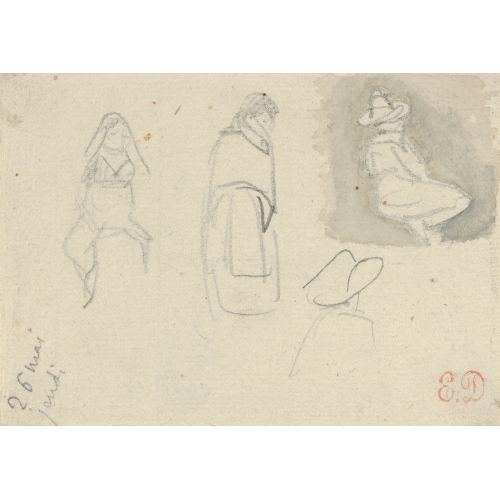 Eugene Delacroix, Sketches Of Four Figures Spain Eugene Delacroix, Sketches Of Four Figures Spain