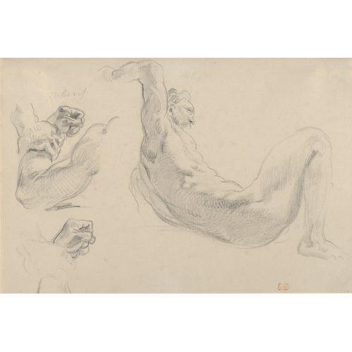 Eugene Delacroix, Studies Of A Fallen Male Nude For Hercules And The Horses Of Diomedes Eugene Delacroix, Studies Of A Fallen Male Nude For Hercules And The Horses Of Diomedes