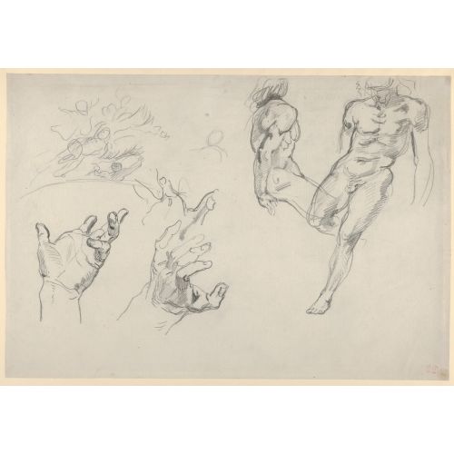Eugene Delacroix, Studies Of Hands And Figures For The Salon Du Roi Palais Bourbon Eugene Delacroix, Studies Of Hands And Figures For The Salon Du Roi Palais Bourbon