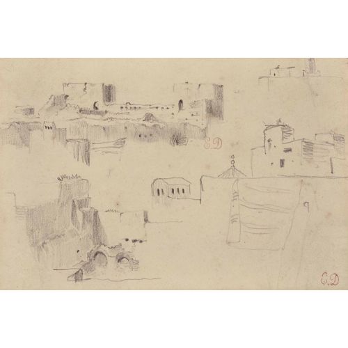 Eugene Delacroix, Studies Of Houses And A Two-Towered Building At Meknes Eugene Delacroix, Studies Of Houses And A Two-Towered Building At Meknes