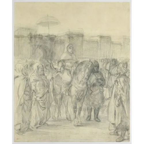 Eugène Delacroix, Fas Sultanı ve Maiyeti için Çalışma Romantizm Eugène Delacroix, Fas Sultanı ve Maiyeti için Çalışma Romantizm Sanat Akımları Eugène Delacroix, Fas Sultanı ve Maiyeti