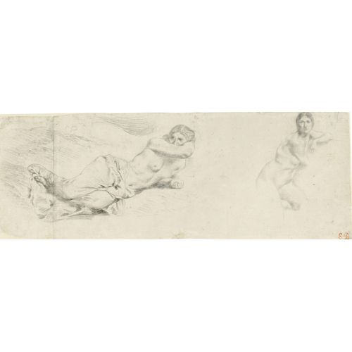 Eugene Delacroix, Oturan Çıplak Kadın Ve Uzanan Drapeli Kadın