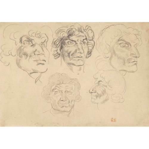 Eugene Delacroix, Study Of Five Heads Eugene Delacroix, Study Of Five Heads