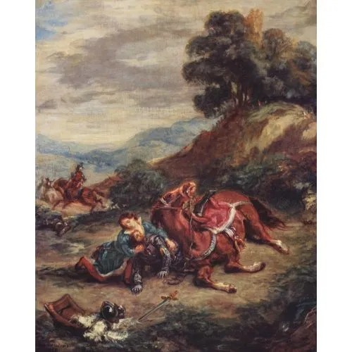 Eugène Delacroix, Larasın Ölümü Romantizm Eugène Delacroix, Larasın Ölümü Romantizm Sanat Akımları Eugène Delacroix, Larasın Ölümü, Romantizm, adlı tabloyu