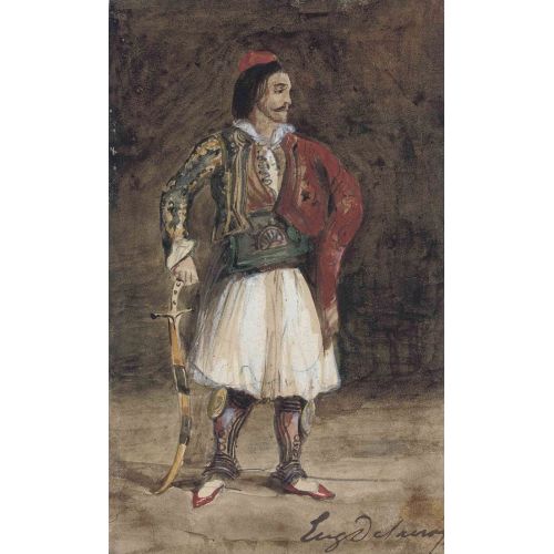 Eugene Delacroix, Yunan Souliot Kostümü Giymiş Ayakta Duran Bir Adam
