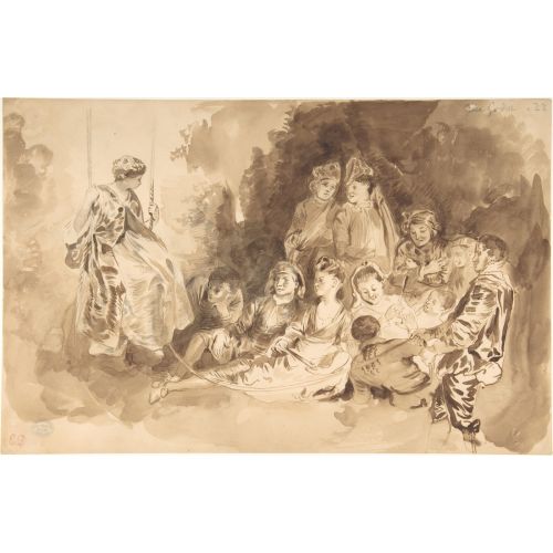 Eugene Delacroix, The Swing After Antoine Watteau Eugene Delacroix, The Swing After Antoine Watteau