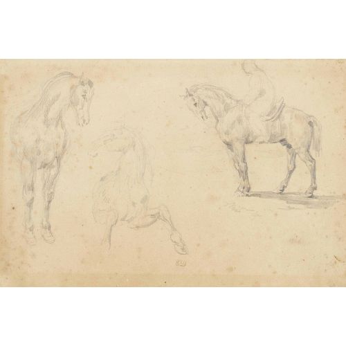 Eugene Delacroix, Three Studies Of A Horse One With A Mounted Rider Eugene Delacroix, Three Studies Of A Horse One With A Mounted Rider