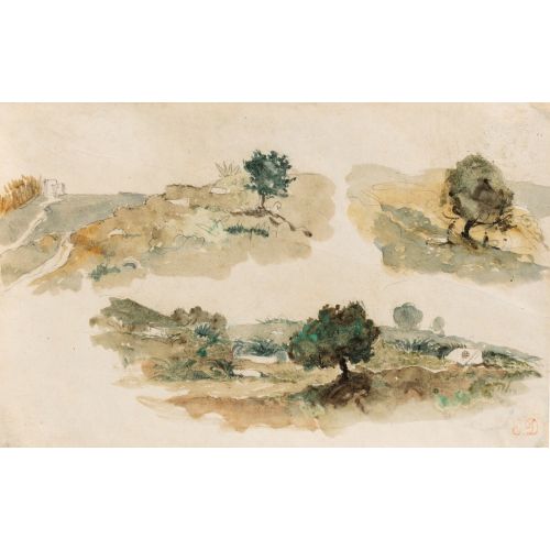 Eugene Delacroix, Three Studies Of Moroccan Landscapes Eugene Delacroix, Three Studies Of Moroccan Landscapes