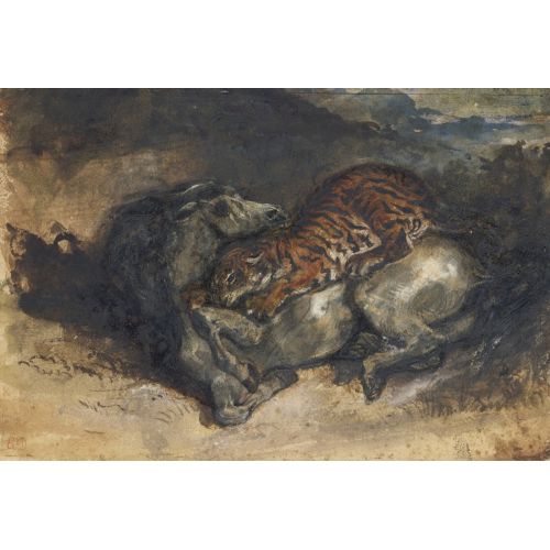 Eugene Delacroix, Tigre Attaquant Un Cheval Eugene Delacroix, Tigre Attaquant Un Cheval