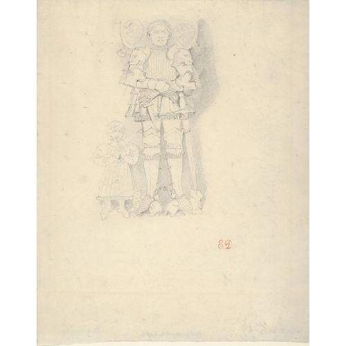 Eugene Delacroix, Tomb Effigies A Man In A Suit Of Armor Beside A Child Eugene Delacroix, Tomb Effigies A Man In A Suit Of Armor Beside A Child